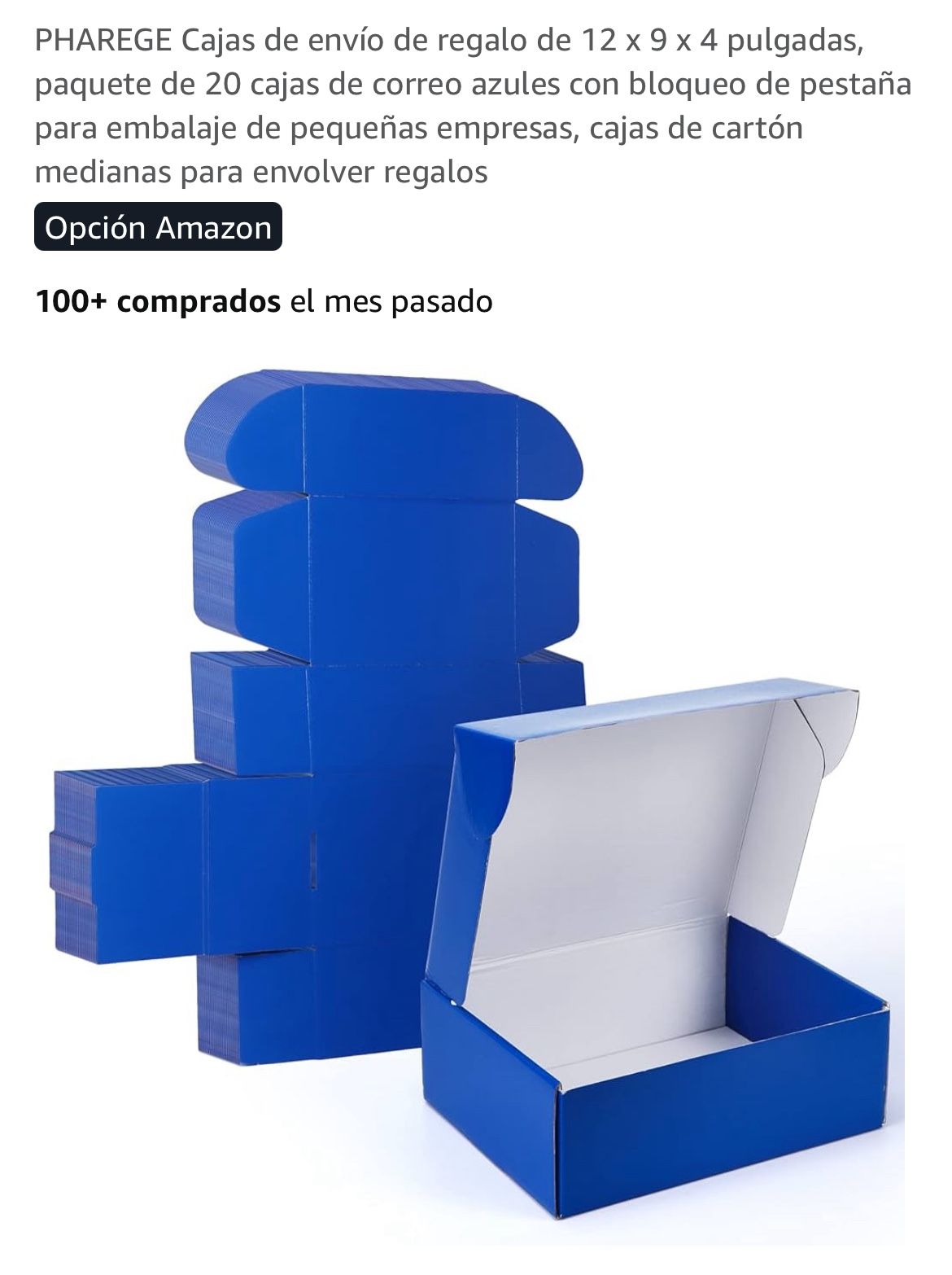 PHAREGE 12 x 9 x 4 inch gift shipping boxes, pack of 20 blue mail boxes with tab lock for small business packaging, medium cardboard boxes for gift wr
