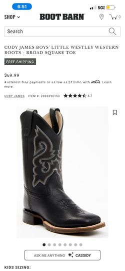 CODY JAMES BOYS' LITTLE WESTLEY WESTERN BOOTS - BROAD SQUARE TOE