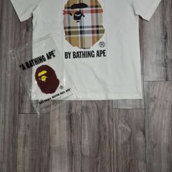 A Bathing Ape By Bathing Ape Ape Graphic Print Logo White Men's Cotton T-Shirt