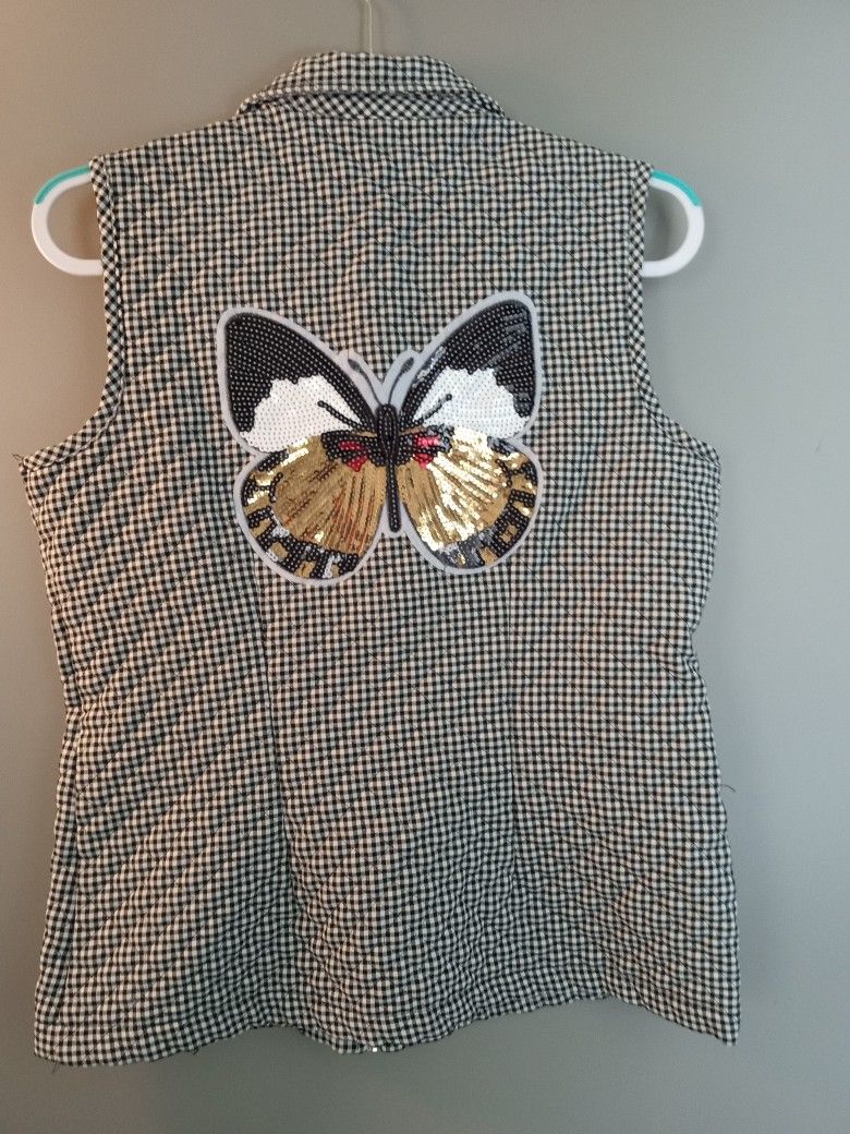 Butterfly Black and White Check Vest