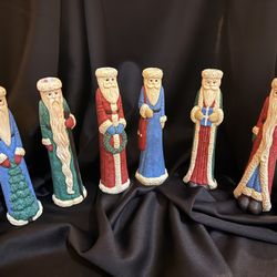 Vintage Ceramic Xmas Santa Candle Holder Figurines 