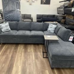 New Gray Sectional Sofa Couch With Reversible Chaise 