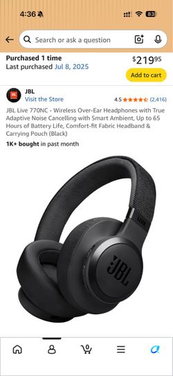 JBL Live 770NC Wireless Over-Ear Headphones Black