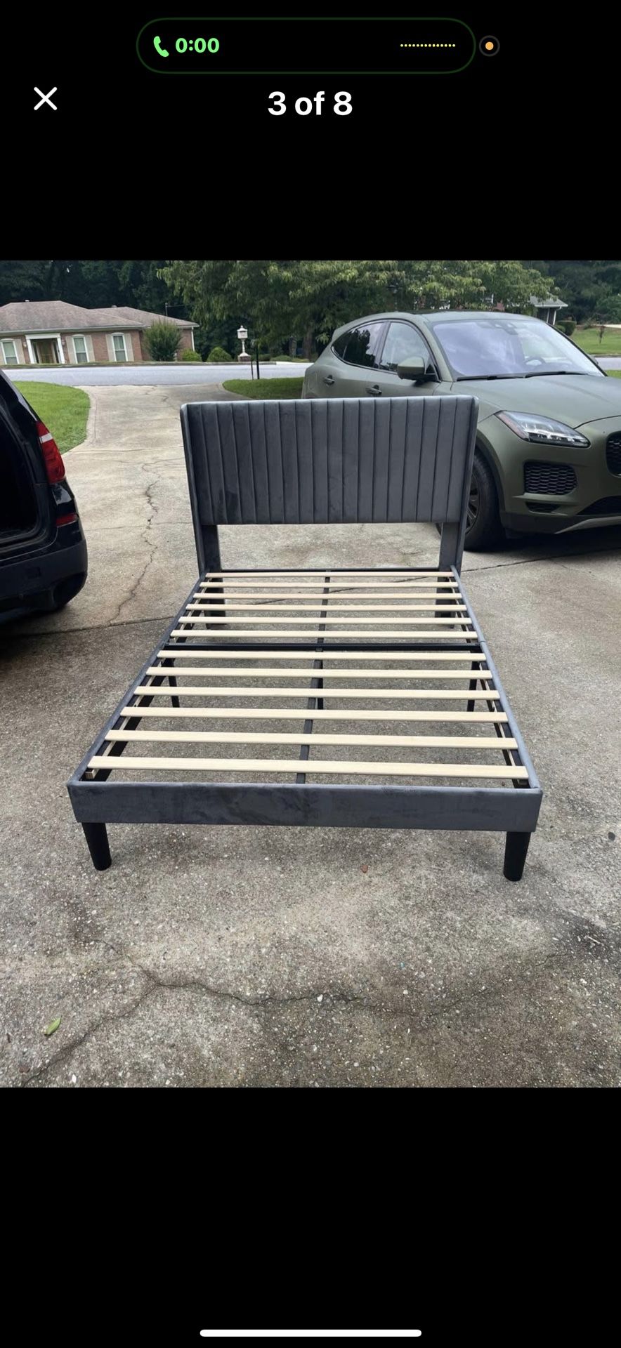 Full Size Gray Velvet Bed Frame