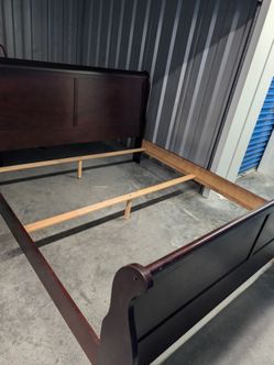 King Size Dark cheery Wood Sleigh Bed Frame