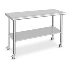 60x30 Stainless Steel Work Table Heavy Duty w/ Wheels Commercial Kitchen New