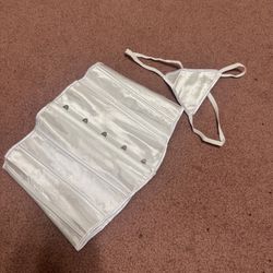 New xl white satin waist corset renaissance dress costume lingerie goth princess