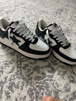 BAPE STA Low Patent Leather "Black/White" - Size 7 (US Men / Youth 7Y)