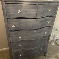 Blue Grey Dresser W/diamond Knobs