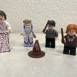 Harry Potter LEGO mini figures Madam, Harry, Ron, Sorting Hat, Dumbledore Lot