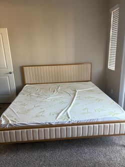 King Sized Mattess and Bed Frame Gold Quilted Headboard