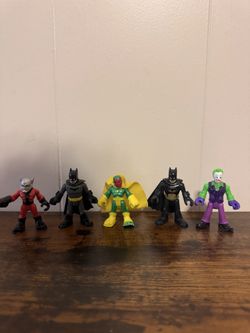 Lot Of 5 Imaginext Figures Dc/Marvel Comics Batman, The Joker,Ant Man,and Vision