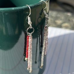Handmade Valentines Day Pink And Red Earrings