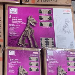 5ft NEW SKELLY SITTING DOG with LifeEyes