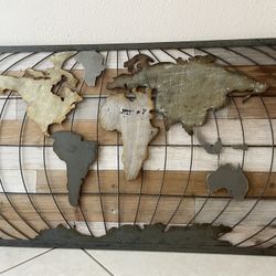 Marco Shiplap Wood World Map Wall Décor