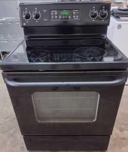 GE Black Electric Range with Glass Cooktop