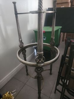 Ornate Metal Round Glass Top Side Table