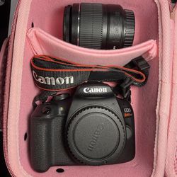 Canon DS126741 24.1 MP EOS Rebel T7 DSLR Camera with 18-55mm Lens - Black (Plus Neck Strap and Pink carrying case)