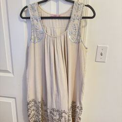 Embellished Cream Sleeveless Dress (M)