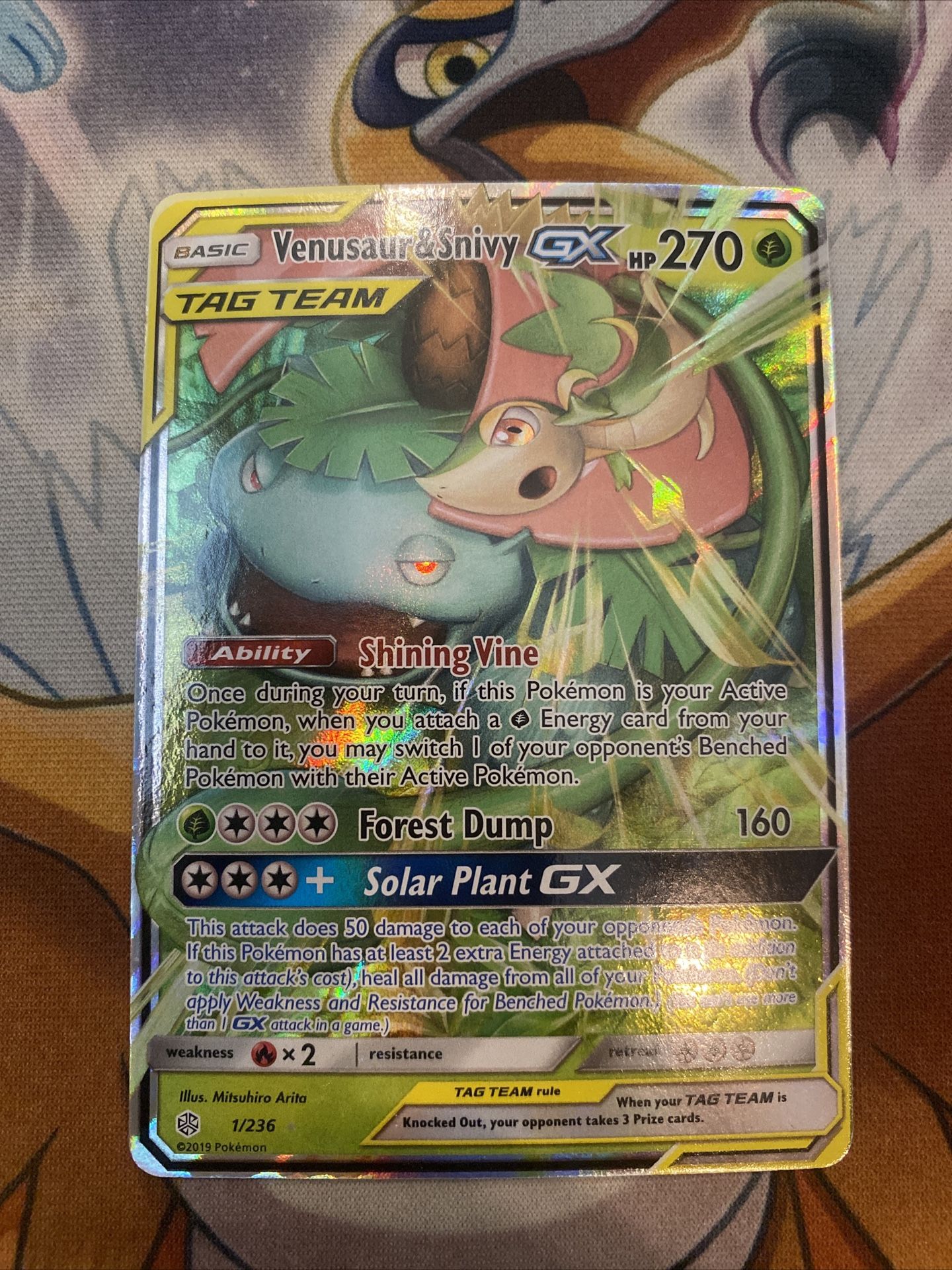Pokemon Cosmic Eclipse Venusaur & Snivy GX 1/236 Ultra Rare Holo NM/M