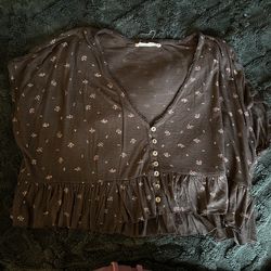 Lucky Brand Flowy Crop Top – Boho Floral Blouse (Women’s Medium)