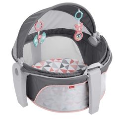 New  Fisher-Price Portable Bassinet On-The-Go Baby Dome, Travel Play Space with Developmental Newborn Toys & Canopy, Rosy Windmill