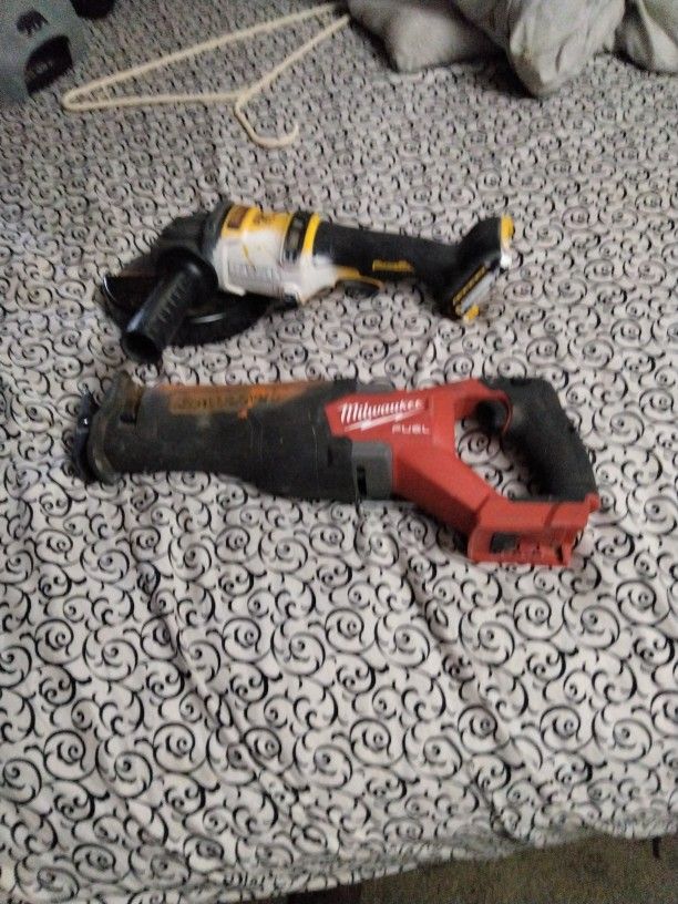 Milwaukee Sawzall And DeWalt Grinder