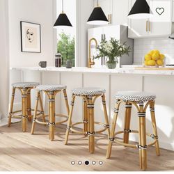 2 Bistro Cafe Stools Blue White Bar 