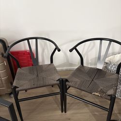 Two metal chairs