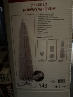 7ft Pre Lit White Slim Tree
