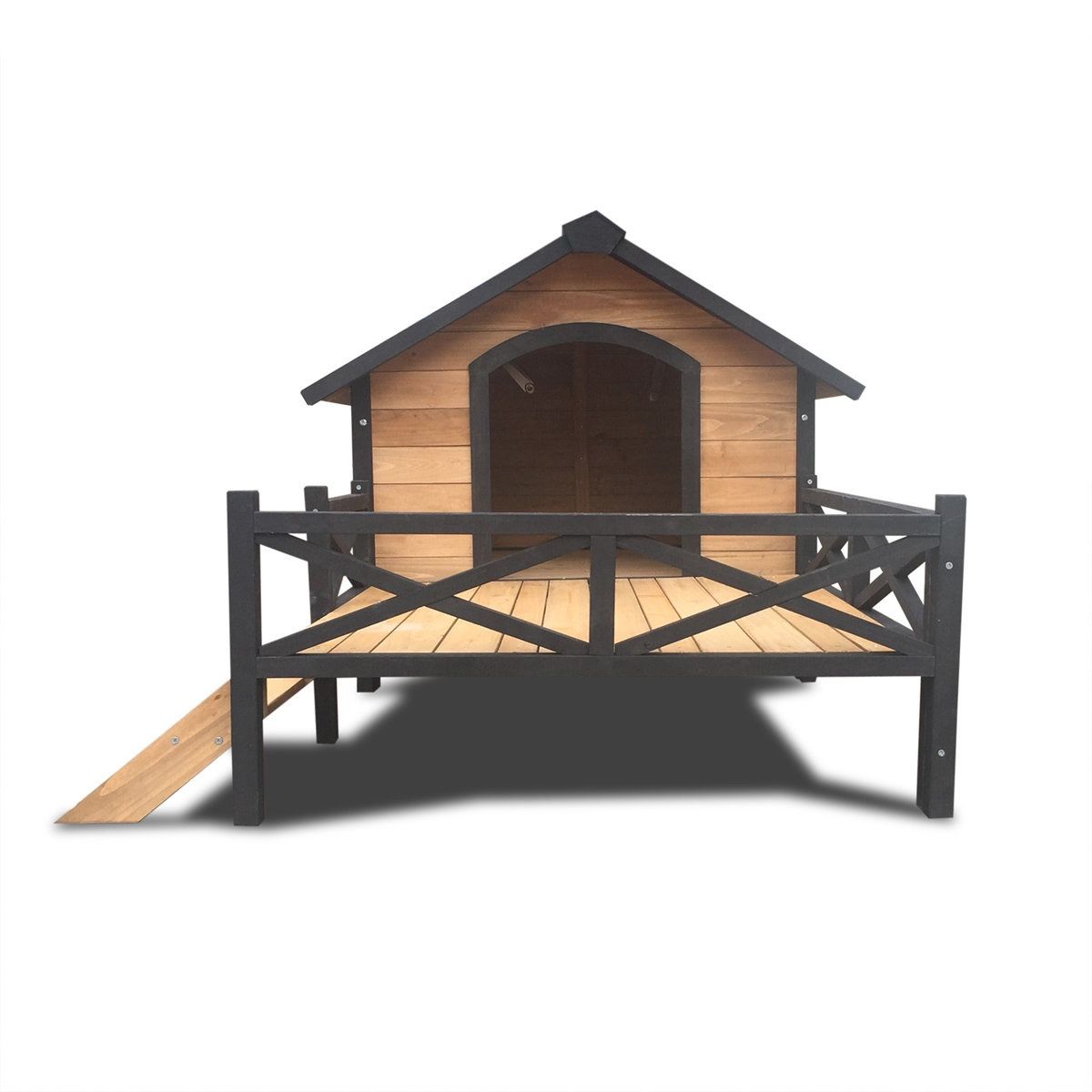 Outdoor Large Wooden Cabin House Style Wooden Dog Kennel With Porch,Dog House