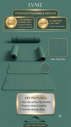 Foldable Yoga Mat, Extra Wide 75"x31"