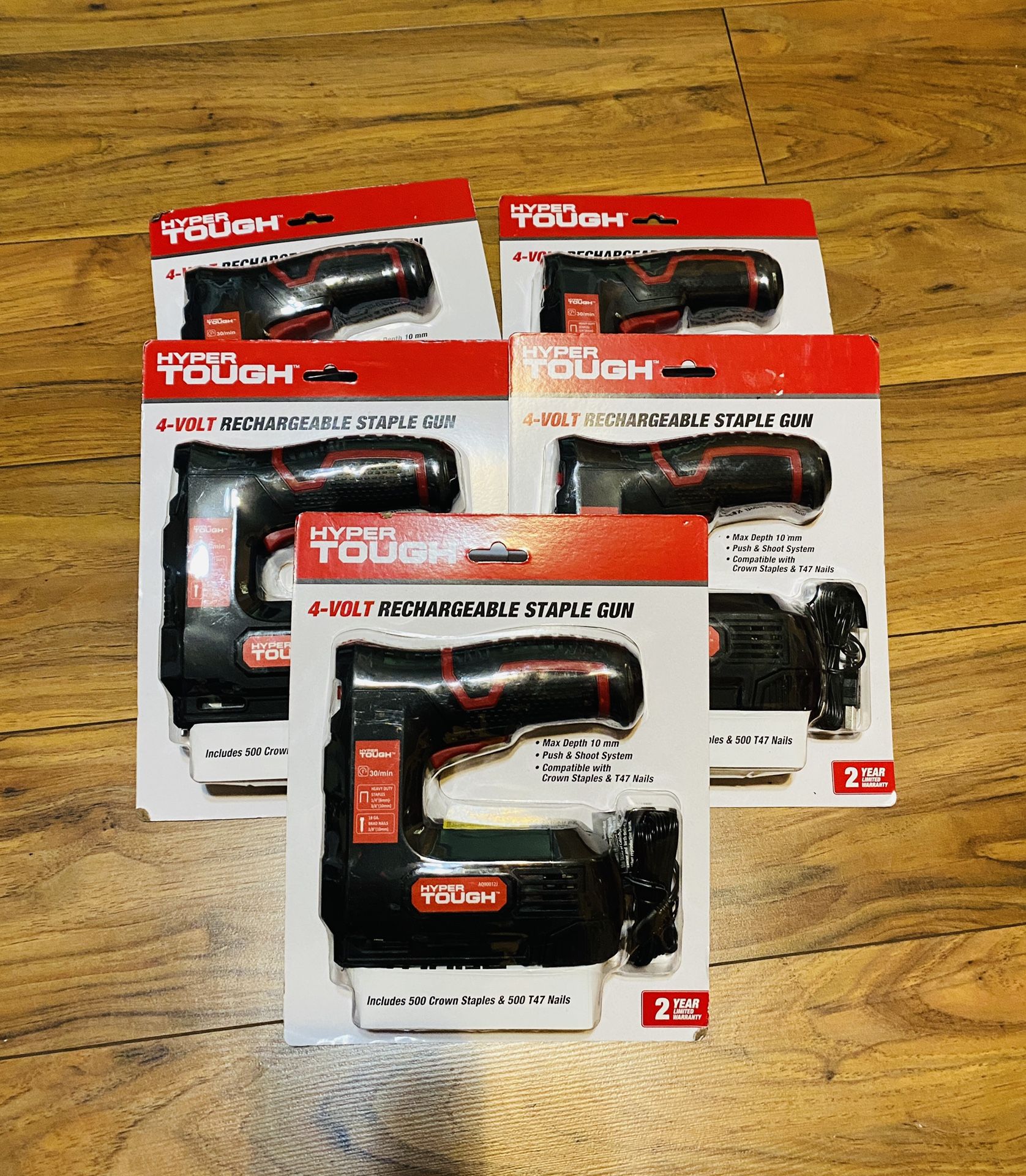 Hyper Tough 4-Volt Rechargable Staple Gun, Red/Black - BRAND NEW