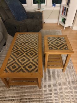 Wood Coffee Table and End Table Set