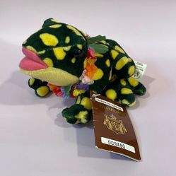 Hawaiian Collectibles Mele Pomaika'i the Bullfrog Plush Beanbag Animal 6” long 