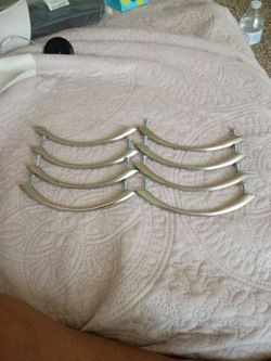 Set of 8 Brushed Nickel Cabinet Drawer Pulls