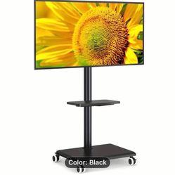 Swivel & Height-Adjustable TV Stand On Wheels: Mobile Cart for 32-60" TVs (88lbs)