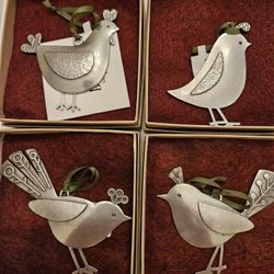 Beehive Handmade: Holiday Ornaments Set Of Four Birds