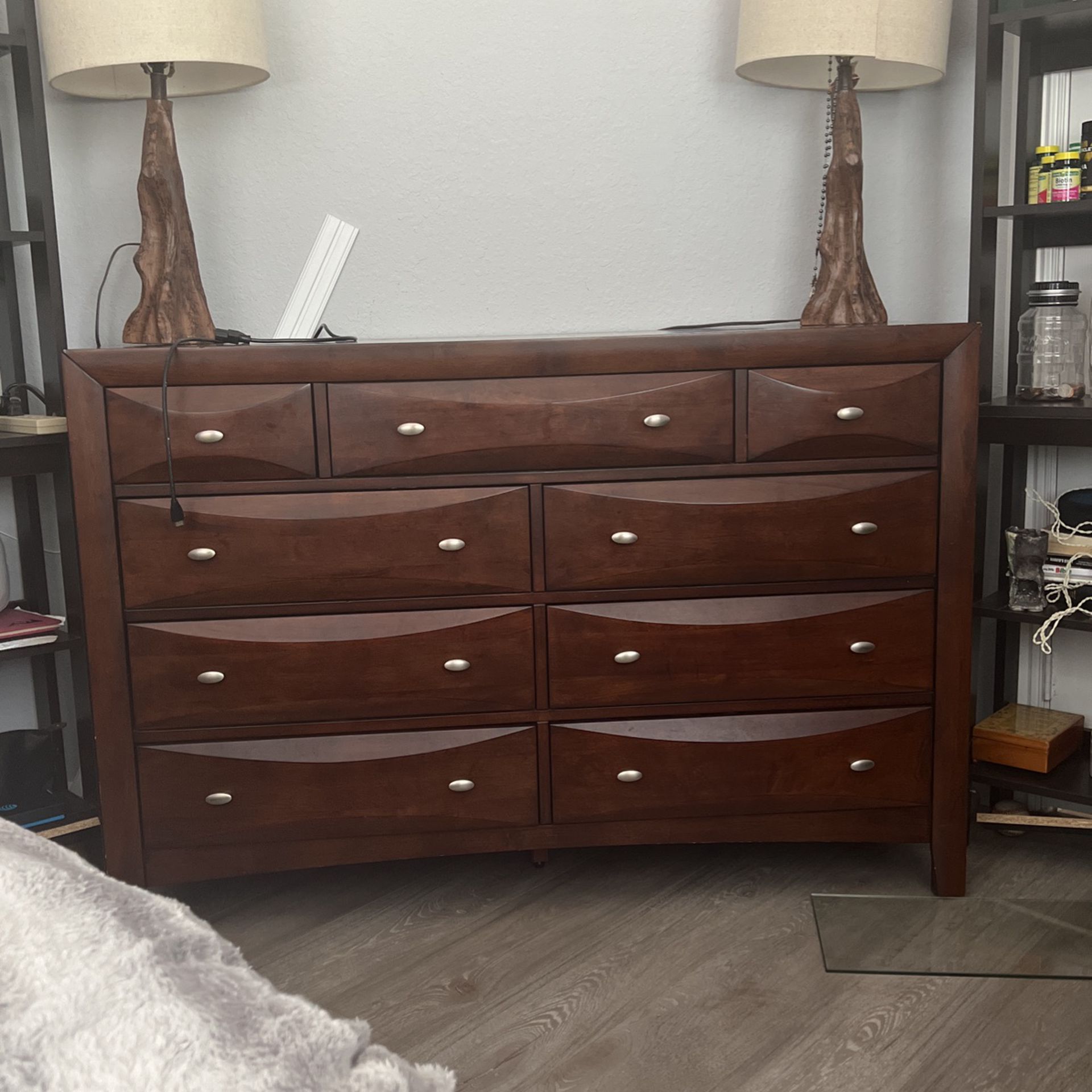 wood dresser + mirror brown