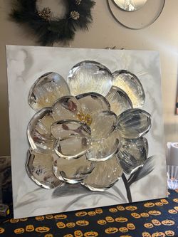 Gorgeous Foiled Floral Canvas 32”