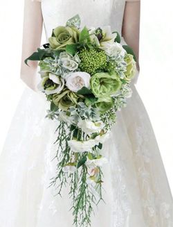 Cascading Bouquets Artificial Wedding Bouquet For Bride Rose Artificial Bridal Bouquet For Boho Rustic Wedding Ceremony Anniversary Tossing Bouquet Pa