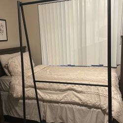 6ft Black Metal Clothes Rack/ Garment Rack With Shelf