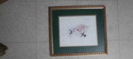 Framed Bird and Floral Wall Art