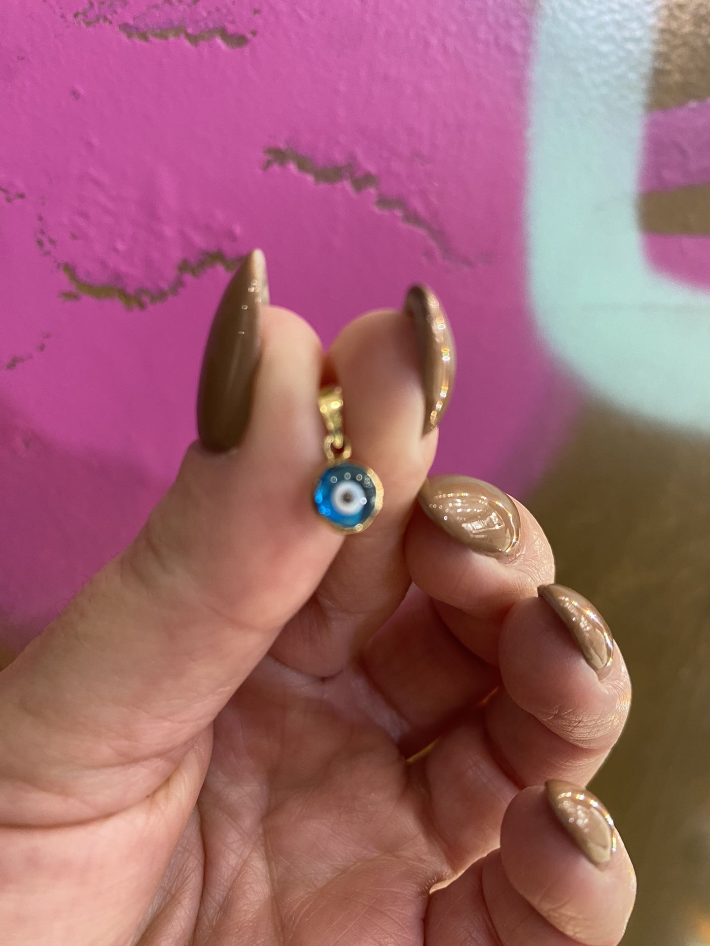 14k EVIL EYE BLUE CHARM 