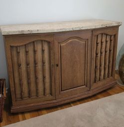 Wood Buffet Table with stone top