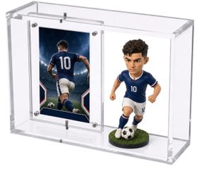 Acrylic Magnetic Display Case for Trading Card & Blind Box Collectible, Rotating Desk Display Box for Sports Card, Mini Figure,Polaroids, Desktop Deco