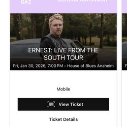 Ernest Anaheim House Of Blues Tickets