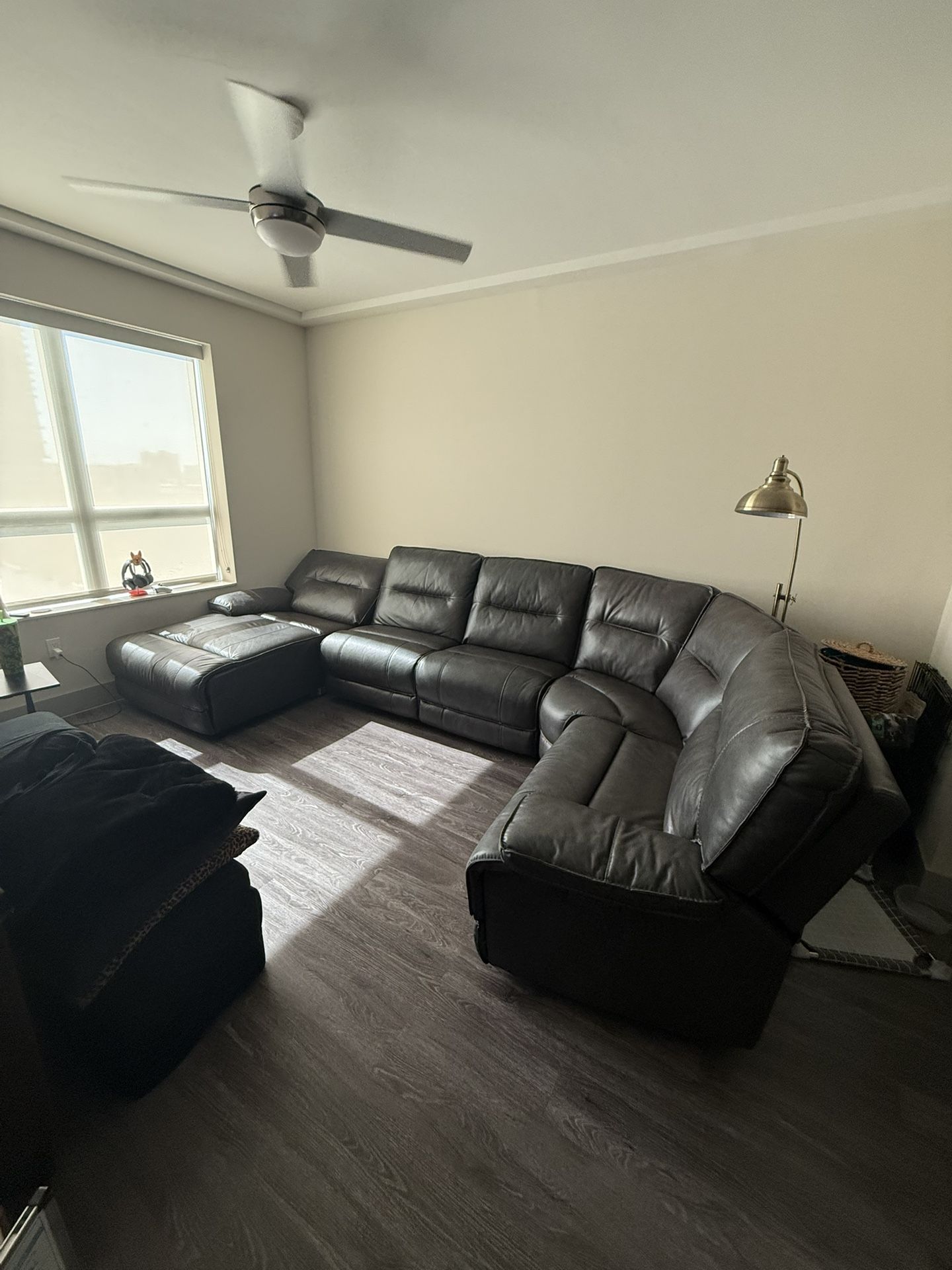 Grey Leather Recliner Couch With Chaise
