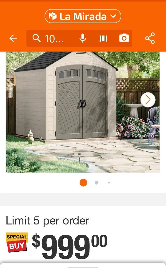 SUNCAST Vista 7 Ft W X 7 Ft D Plastic Shed