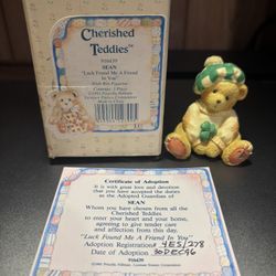 Cherished Teddies Sean, “Luck Found Me A Friend In You” with COA